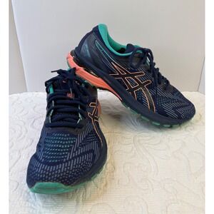 ASICS GT-2000 8 Trail Running Shoes Women Size 9 Navy Teal Coral